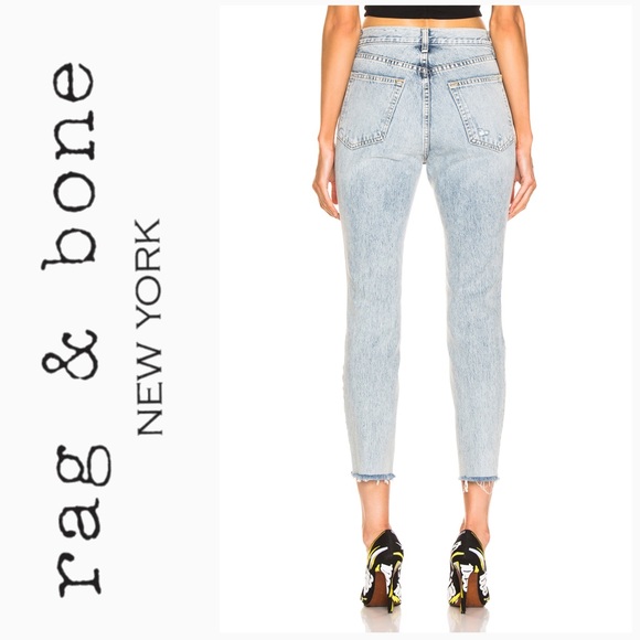 rag & bone high rise skinny jeans Madison w holes - Picture 3 of 3